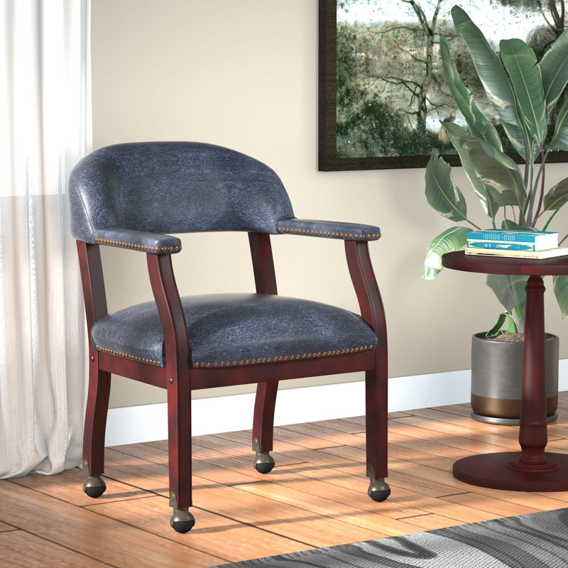 Charlton Home® Veazey 24" W Vinyl Waiting Room Chair with Wood Frame
